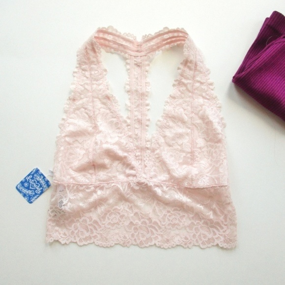 Free People Other - Free People Longline Lace Tback Bralette Size  M